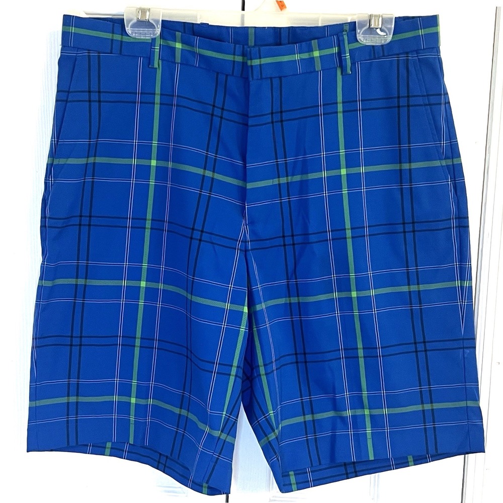 Walter Hagen Performance Golf Shorts Men's Sz 34 Blue Plaid Checks